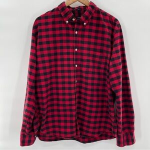 J. Crew Red Black Buffalo Plaid Western Slim Fit Normcore Button Down XL
